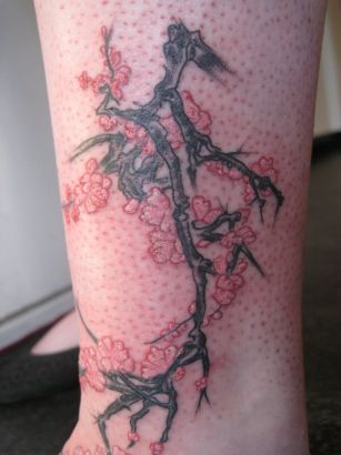 Cherry Blossom Leg Tattoo